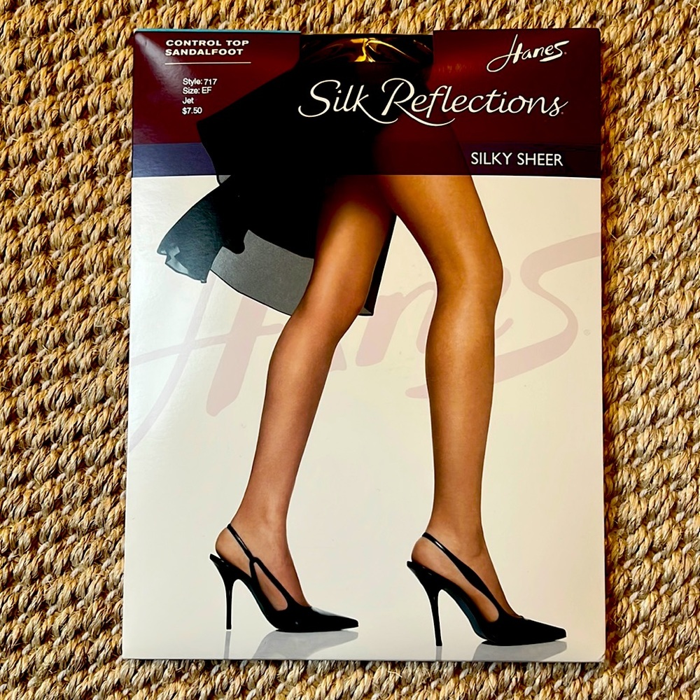 Hanes Silk Reflections Silky Sheer - Size EF - Jet Black
